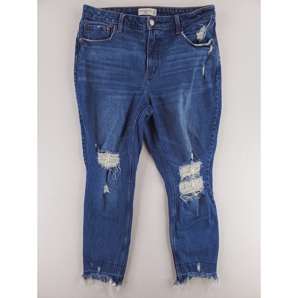Abercrombie Fitch Jeans Women 14 Curve Love‎ Skinny Distressed Raw Hem High Rise